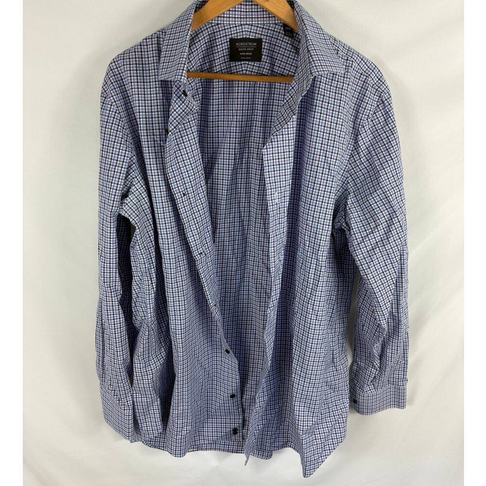 Nordstrom Mens Shop Non Iron Extra Trim Fit Dress Shirt Size 17.5